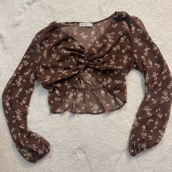 Brown Cropped Shirt - Picture 1 of 6